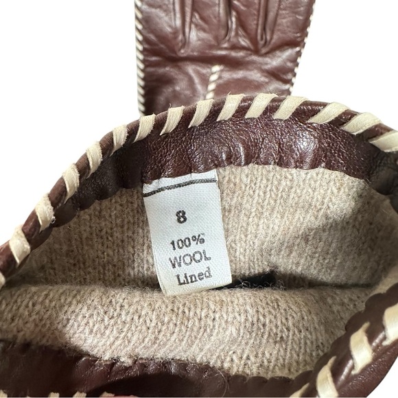 VINTAGE Leather Wool Knit Lined Gloves - Picture 5 of 5